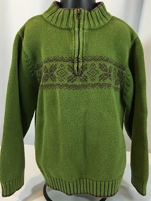 Gymboree Boys 6 Arctic Adventure Green Gray Nordic Zip Neck Pullover Sweater  - Image 1 of 4