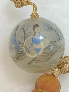 Antique Chinese Reverse Painted Glass Ball Hat Ornament - Picture 1 of 4