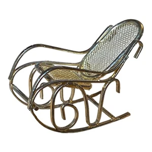 Vintage Dollhouse Miniature Metal Bentwood Rocker Style Rocking Chair - Picture 1 of 6