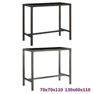 Mesa de Bar con Placa de Vidrio Negro 130x60x110 Cm Poli Ratán Terraza Jardín vidaXL - Imagen 1 de 43