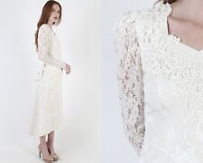Vtg 80s Jessica McClintock Dress Elegant Floral Lace Bridal Deco Wedding Maxi