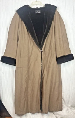 Women’s long lined hooded patchwork style coat design medium 48” length Y2k READ - Image 1 of 4
