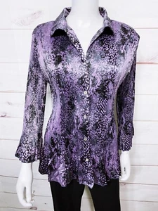 Jaclyn Smith Damenbluse Größe XL lila plissiert geknöpftes Oberteil - Bild 1 von 7