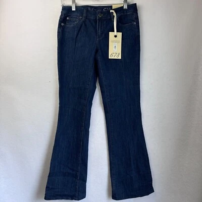 Jeans The Limited 678 tamanho 2 lavagem escura azul bootcut cintura baixa quadril fino coxa jeans - Imagem 1 de 4