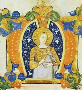 Illuminated Manuscript Angel Sainta Maria Counted Cross Stitch Chart Pattern - Picture 1 of 4