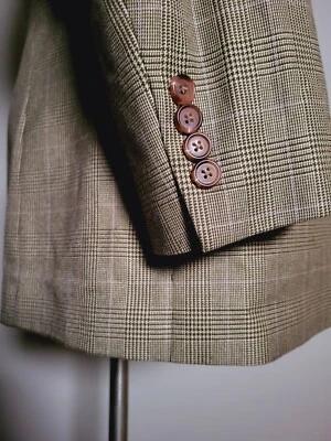 Ralph Lauren 46L Pink Purple Tooth Check 4-season Tweed Blazer Sport Coat Jacket - Image 1 of 4