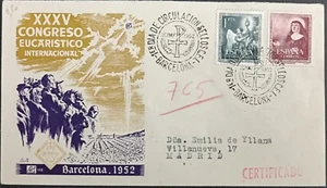 Sobre primer dia XXXV Cong. Eucaristico Internacional, Barcelona 1952 - Imagen 1 de 1