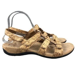 VIONIC Women's Size 9 Amber Adjustable Slingback Tan Gold Cork Strappy Sandals - Picture 1 of 12