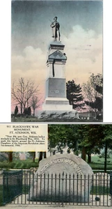 1909-10 Soldier Black Hawk War Monument Fort Atkinson WI Wisconsin Postcard LOT - Picture 1 of 5