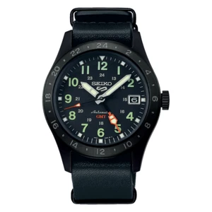 NEW SEIKO 5 GMT FIELD SPORT 39.4MM BLACK ION STAINLESS STEEL BLACK DIAL SSK025 - Picture 1 of 1