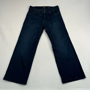 Jeans 7 For All Mankind uomo 33 blu relaxed gamba dritta vita media lavaggio scuro - Foto 1 di 11