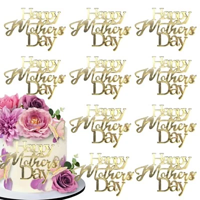 mdgfge Feliz Día de la Madre Pasteles Toppers, 10 Piezas Acrílico Espejo Diseño Dorado Happ... Foto 1 de 4