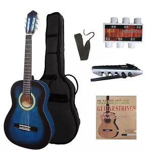 1/2 KONZERTGITARRE blau - LINKSHAND GITARRE - IM SET - Tasche, Band, Zubehör J2L - Bild 1 von 6