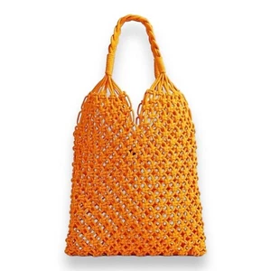 J.Crew Small Orange Cadiz Hand-Knotted Rope Tote Bag Beach Festival Pool BR800 - Picture 1 of 9