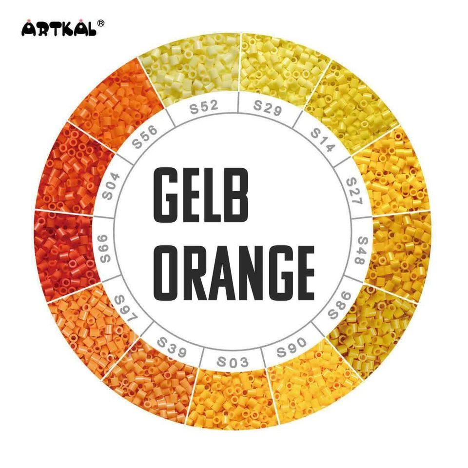 1000 Artkal MIDI S 5mm Gelb-Orangetöne Bügelperlen Beads Ø 5 Perlen Steckperlen