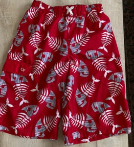 OP Ocean Pacific Boys Swim Trunks Shorts Size XL 14/16 Red White Gray - Picture 1 of 7