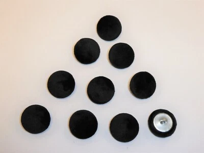 10 x Upholstery Buttons in BLACK - Plush Velvet (Size: 25mm) - Image 1 of 4