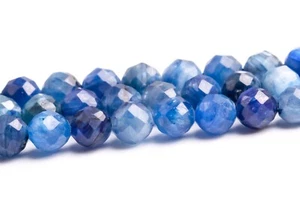 Cuentas sueltas redondas facetadas grado A+ de cianita azul natural genuino de 4 mm - Imagen 1 de 4