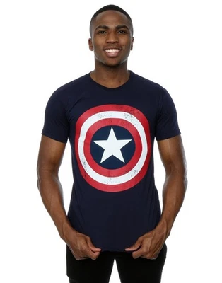Marvel Hombre Captain America Distressed Shield Camiseta M Azul - Imagen 1 de 4