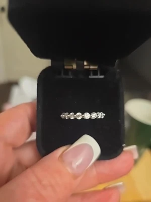 2.04 Ct  Round Cut Ice White Moissanite Wedding Full Eternity Silver Band - Image 1 of 4