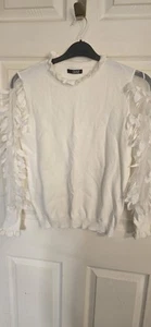 Quiz Ladies Feather Sleeve Jumper Ivory Size Small Beautiful (Ref41) - Picture 1 of 5