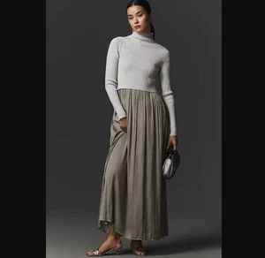 New M By Anthropologie The Thea twofer sweater dress in Light Grey - Picture 1 of 13