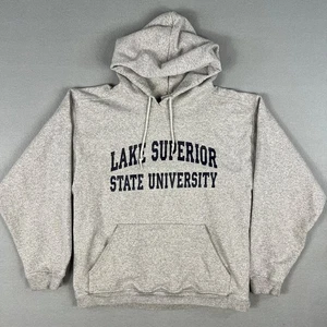 Vintage Lake Superior State University Hoodie FIts S UP Michigan grau 1990er LSSU USA - Bild 1 von 10