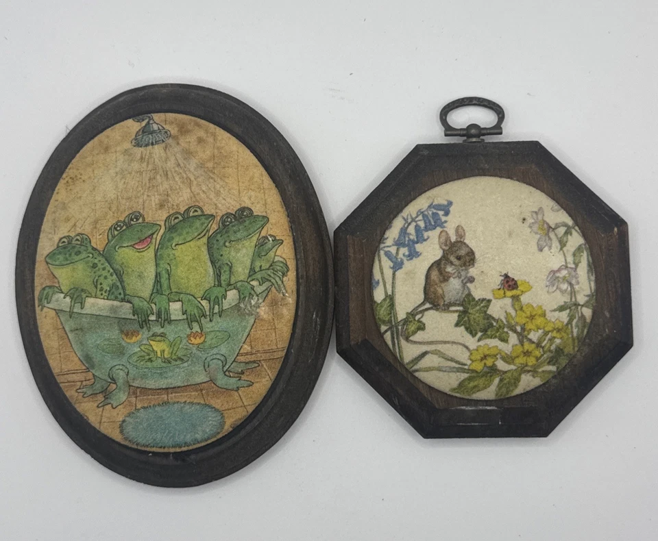 Vintage Butterfly Beaded Glass on Wood Plaque Wall Hanging Gallery Wall Set - Image 1 of 4