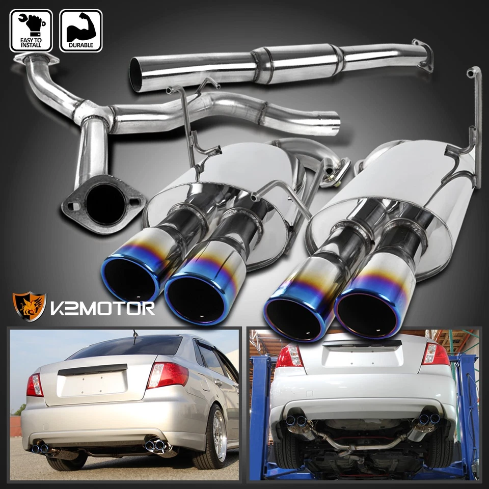 Fits 2008-2014 Subaru Impreza WRX STI S/S Catback Exhaust System Quad Burnt Tip - Image 1 of 4