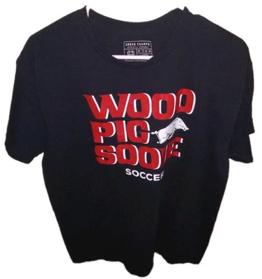 NCAA Arkansas Razorbacks "Woo Pig Sooie" Soccer Black Men's L Shirt Urban Champs - Image 1 of 2