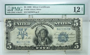 1899 $5 Silver Certificate Indian Chef Fr.280 PMG 12 NET Repair #0678 - Picture 1 of 2