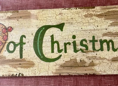 ❤️ LETRERO DE MADERA PRIMITIVO PINTADO CORAZÓN DE NAVIDAD ES AMOR FELIZ TEMPORADA DE VACACIONES Foto 1 de 4