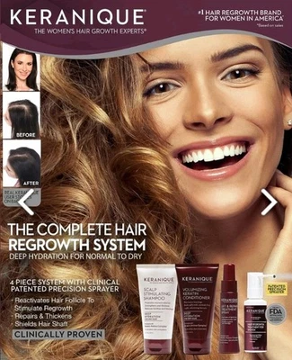 KERANIQUE The Complete HAIR REGROWTH System Sistema de 4 Piezas NUEVO EN CAJA, Envío y devolución gratuitos Foto 1 de 3