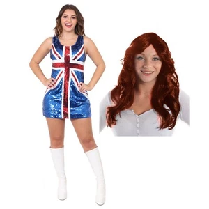 DAMEN PAILLETTEN UNION JACK KLEID SPICE MÄDCHEN POPSTAR KOSTÜM BRITISCH KOSTÜM - Bild 1 von 6