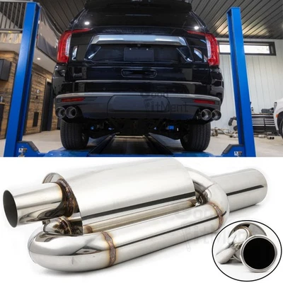 29" Car Twin Loop Exhaust Muffler Pipe 2.5" Inlet 4.0" Tip For GMC Yukon 1992-25 - Imagem 1 de 4