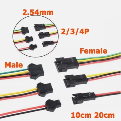 JST SM2.54mm Male/Female Plug Socket Connector 2/3/4P Cable Wire Length 10/20cm - Image 1 of 4