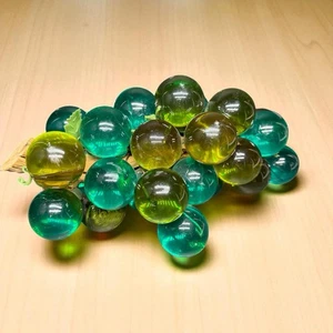 VTG 1960s Blue Green Large Lucite Acrylic Grapes Cluster on Stem 11.5” Long - Picture 1 of 19