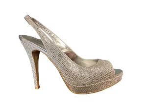 Lulu Townsend Women's Silver Ilene Heel Shoes 10M - Picture 1 of 2
