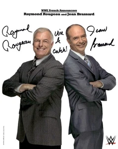 RARE Original WWE Raymond Rougeau Jean Brassard Dual Signed 2017 Promo Photo - Picture 1 of 7