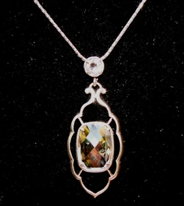 Neu mit Etikett Brighton Ihre wahren Farben liebevolle silberne hellchampagnerfarbene Kristallhalskette 79 $ - Bild 1 von 4