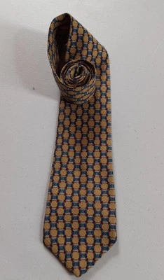 Vintage Tie Countess Mara Deep Mustard, Blue & Wine Colored Geometric All Silk.  - Image 1 of 4