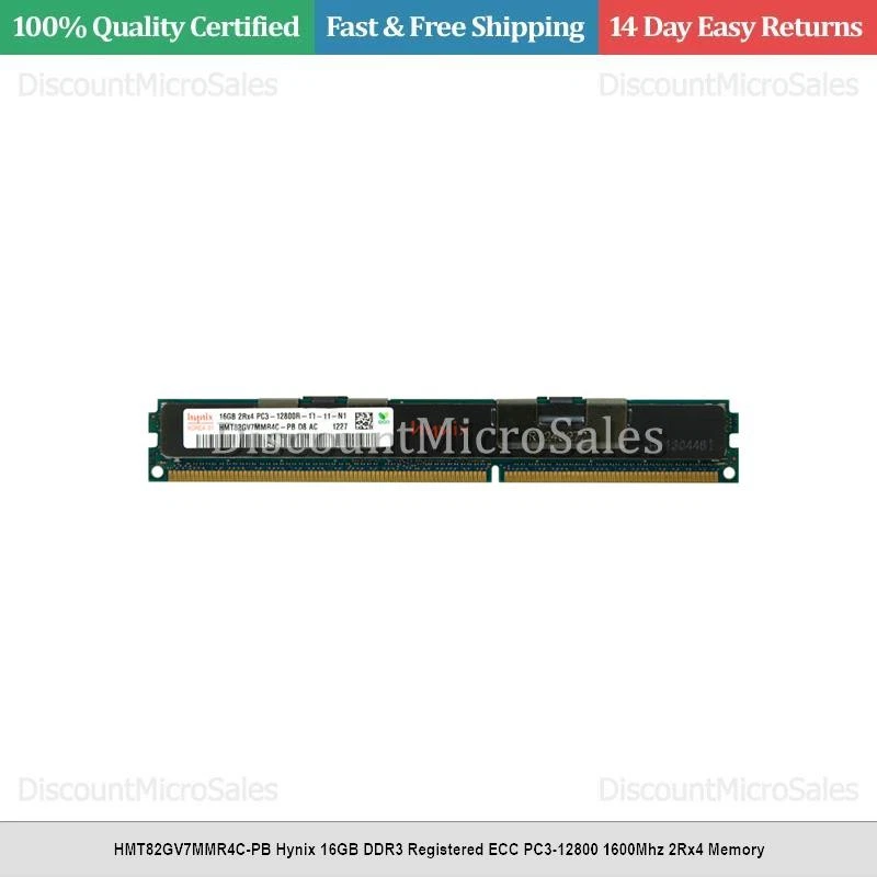 HMT82GV7MMR4C-PB Hynix 16GB DDR3 Registered ECC PC3-12800 1600Mhz 2Rx4 Memory - Image 1 of 1