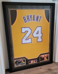 Framed Kobe Bryant Signed Autographed Pro Style Yellow Jersey Authenticated - Picture 1 of 7