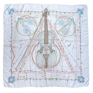 HERMES Sciarpa Carre 90 Musica delle Sfere La Musique des Silk Viola Multicolore - Foto 1 di 6