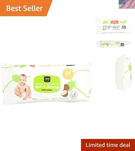 Sanfte Einweg Baby Feuchttücher mit Kokosöl - 64 Stück, umweltfreundlich & weich - Bild 1 von 8