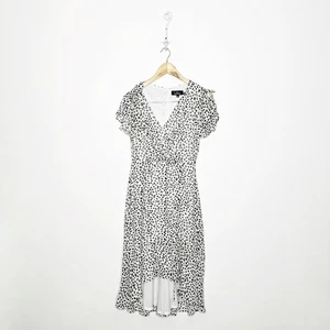 LULU'S Rules of the Jungle abito midi bianco e nero stampa leopardata donna S - Foto 1 di 8