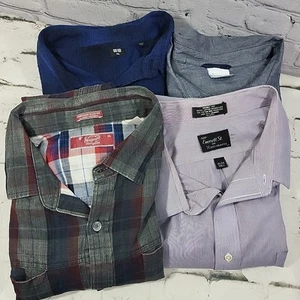 Button-Front Shirts Lot Of 4 Mens Sz XXL Assorted Casual Plaid Work - Picture 1 of 9