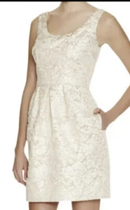 Aqua Kleider Damen Gr. 0 Jacquard Gold Blumen Fit Flare Metallic Formal Glam NEU - Bild 1 von 11