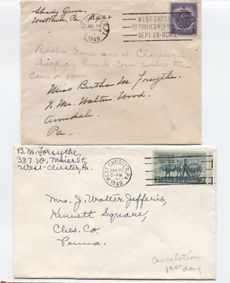 1949 West Chester PA sesquicentennial slogan cancel commerical pair [R.20] - Image 1 of 3