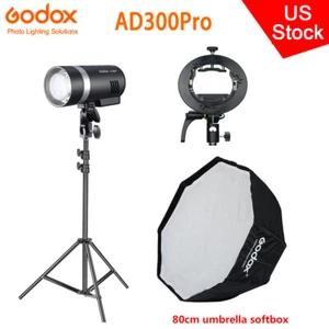 EE. UU. Godox AD300pro 2.4G TTL HSS Flash Exterior + Soporte Softbox Paraguas 80 cm - Imagen 1 de 16